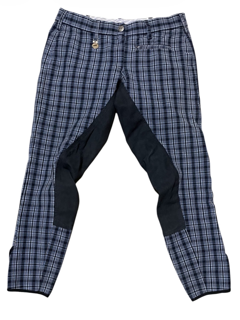 Pikeur Women’s Plaid Riding Breeches Full Seat Equestrian Pants Blue Black 28x25